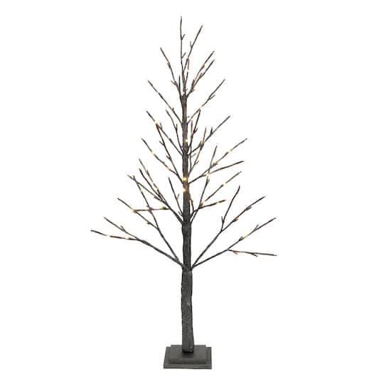 Melrose 48" LED Gray & Silver Glittered Twig Tree Décor | Michaels®